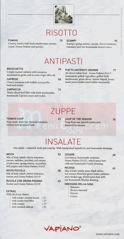 Vapiano online menu